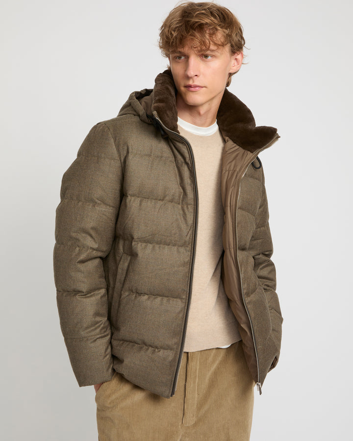 Short down jacket in Loro Piana fabric with mink trim -Yves Salomon