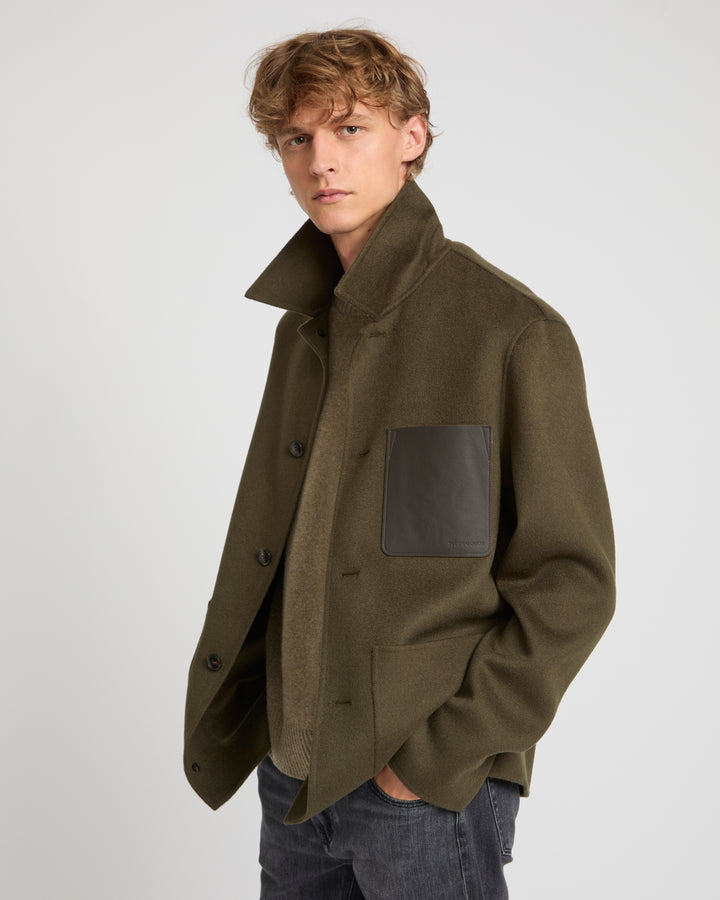 Workwear jacket in double-sided wool-cashmere fabric -Yves Salomon
