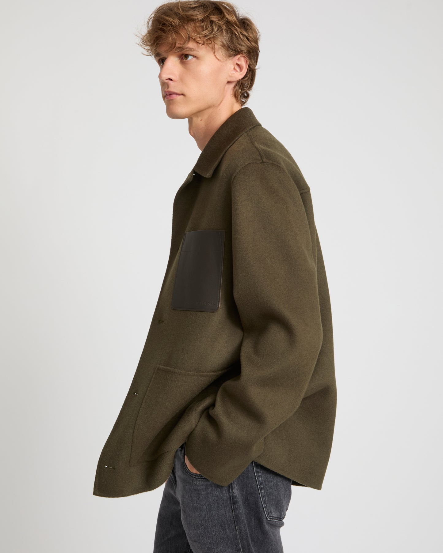 Workwear jacket in double-sided wool-cashmere fabric -Yves Salomon