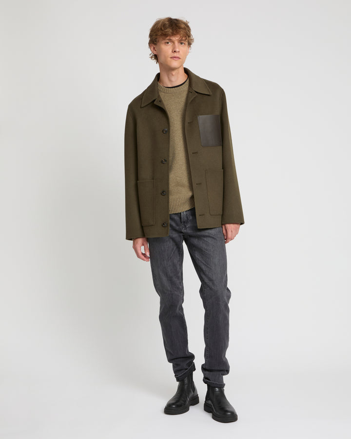 Workwear jacket in double-sided wool-cashmere fabric -Yves Salomon