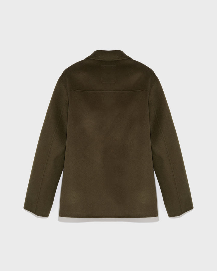 Workwear jacket in double-sided wool-cashmere fabric - khaki - Yves Salomon