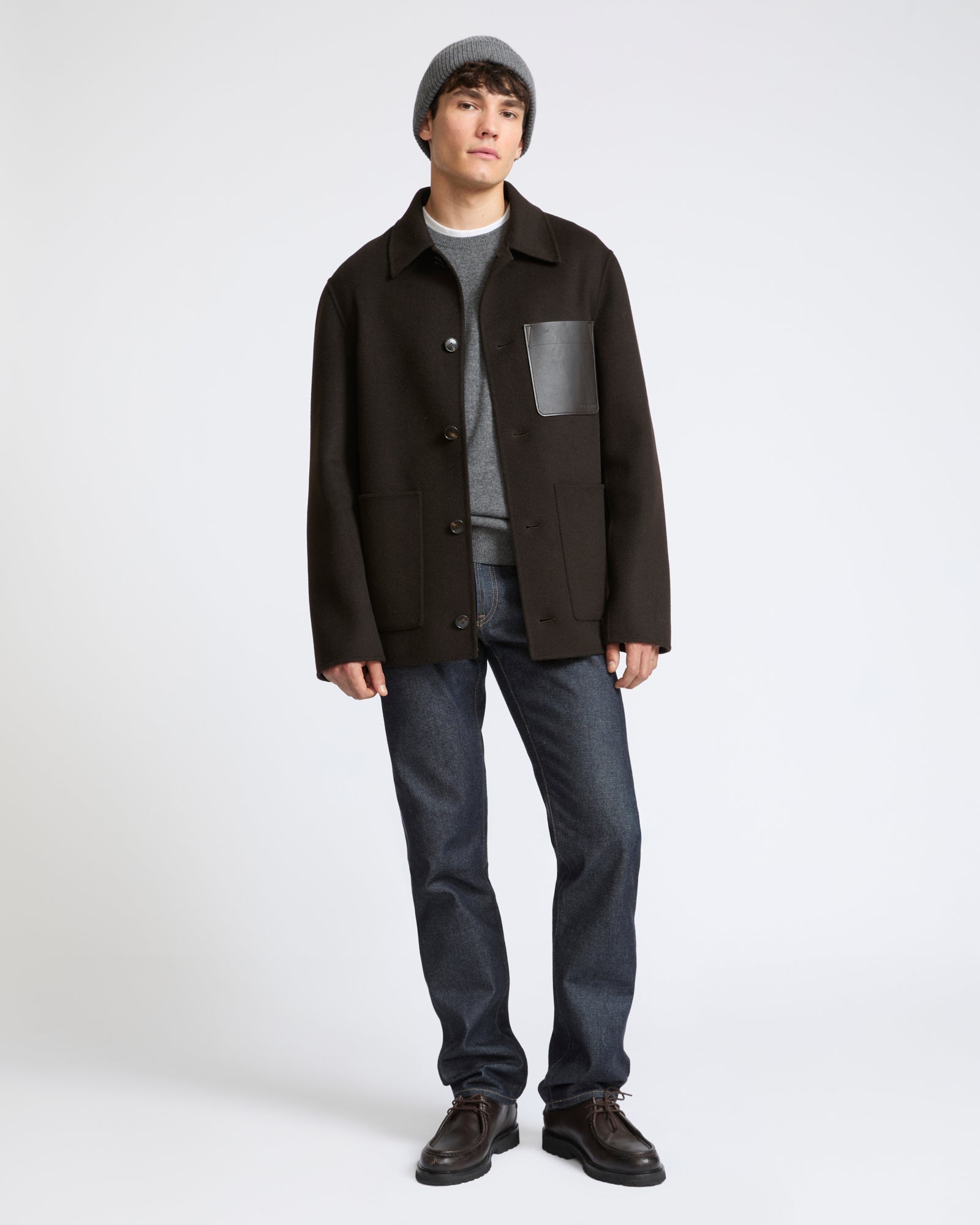 Workwear jacket in double-sided wool-cashmere fabric - Yves Salomon - New Fall Winter Collection