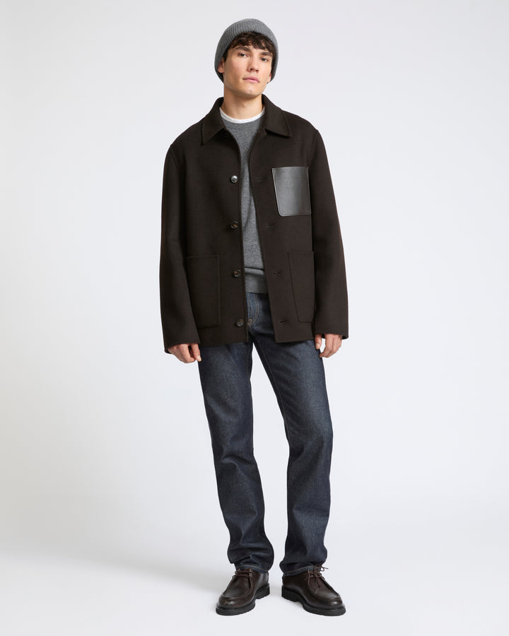Workwear jacket in double-sided wool-cashmere fabric - Yves Salomon - New Fall Winter Collection