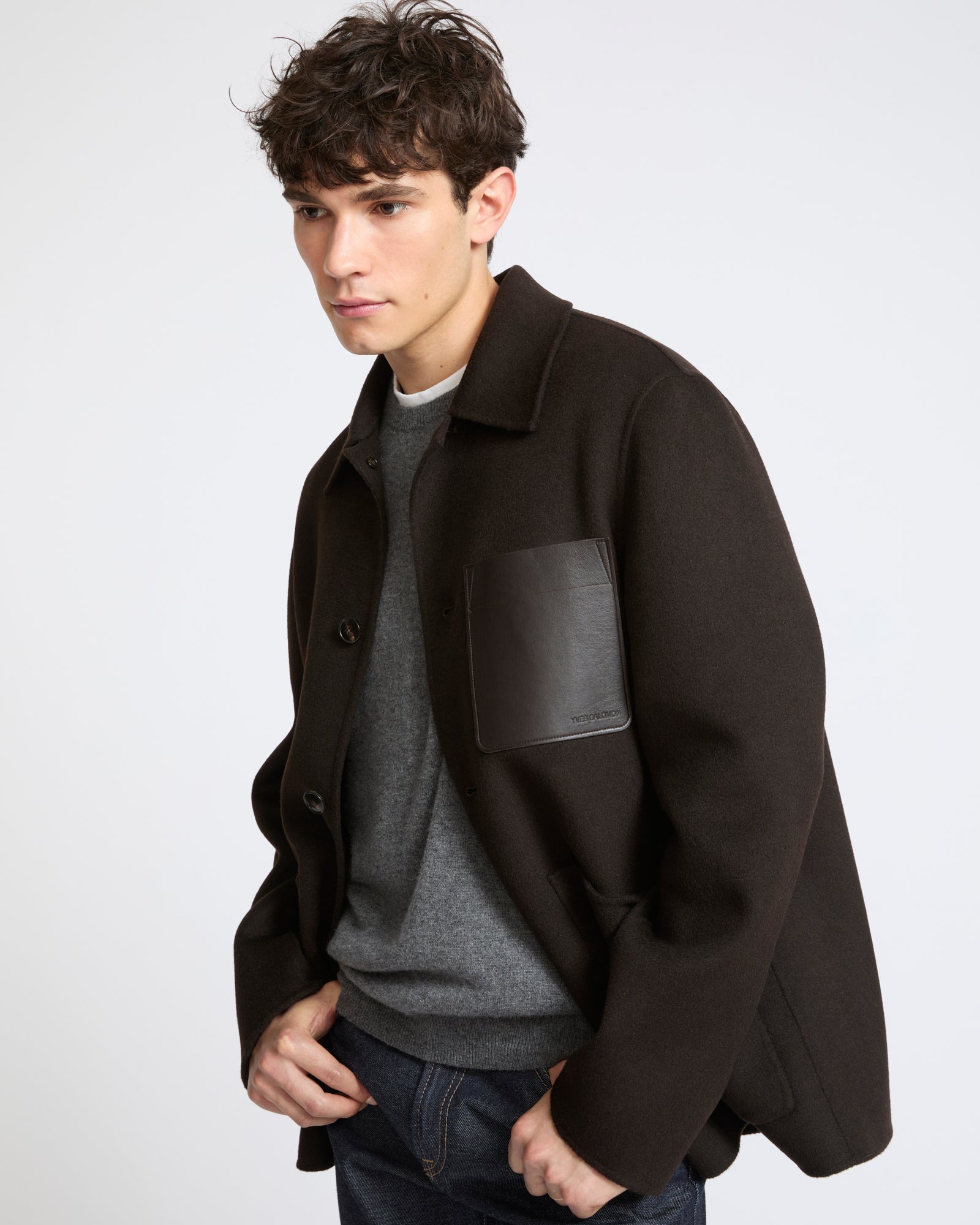 Workwear jacket in double-sided wool-cashmere fabric - Yves Salomon - New Fall Winter Collection