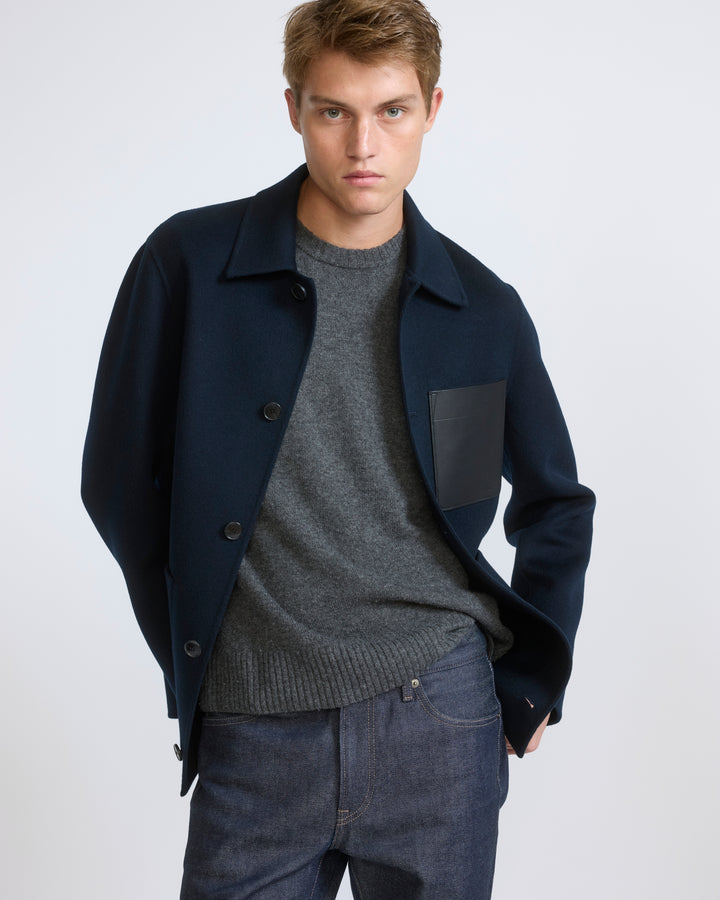 Workwear jacket in double-sided wool-cashmere fabric -Yves Salomon - Fall winter collection
