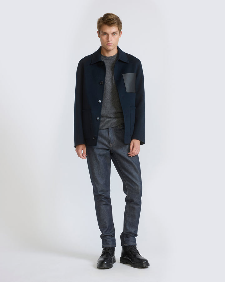 Workwear jacket in double-sided wool-cashmere fabric -Yves Salomon - Fall winter collection