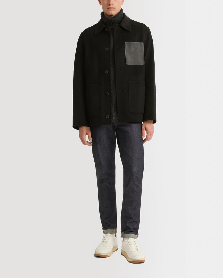 Workwear jacket in double-sided wool-cashmere fabric