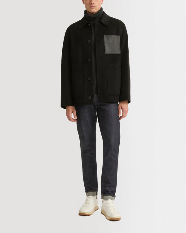 Workwear jacket in double-sided wool-cashmere fabric