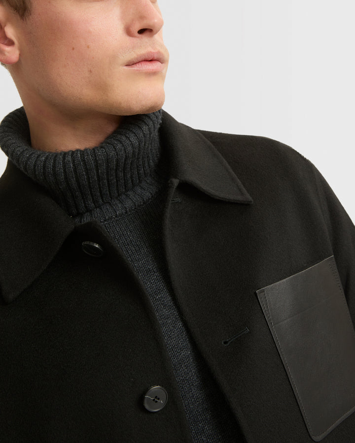 Workwear jacket in double-sided wool-cashmere fabric