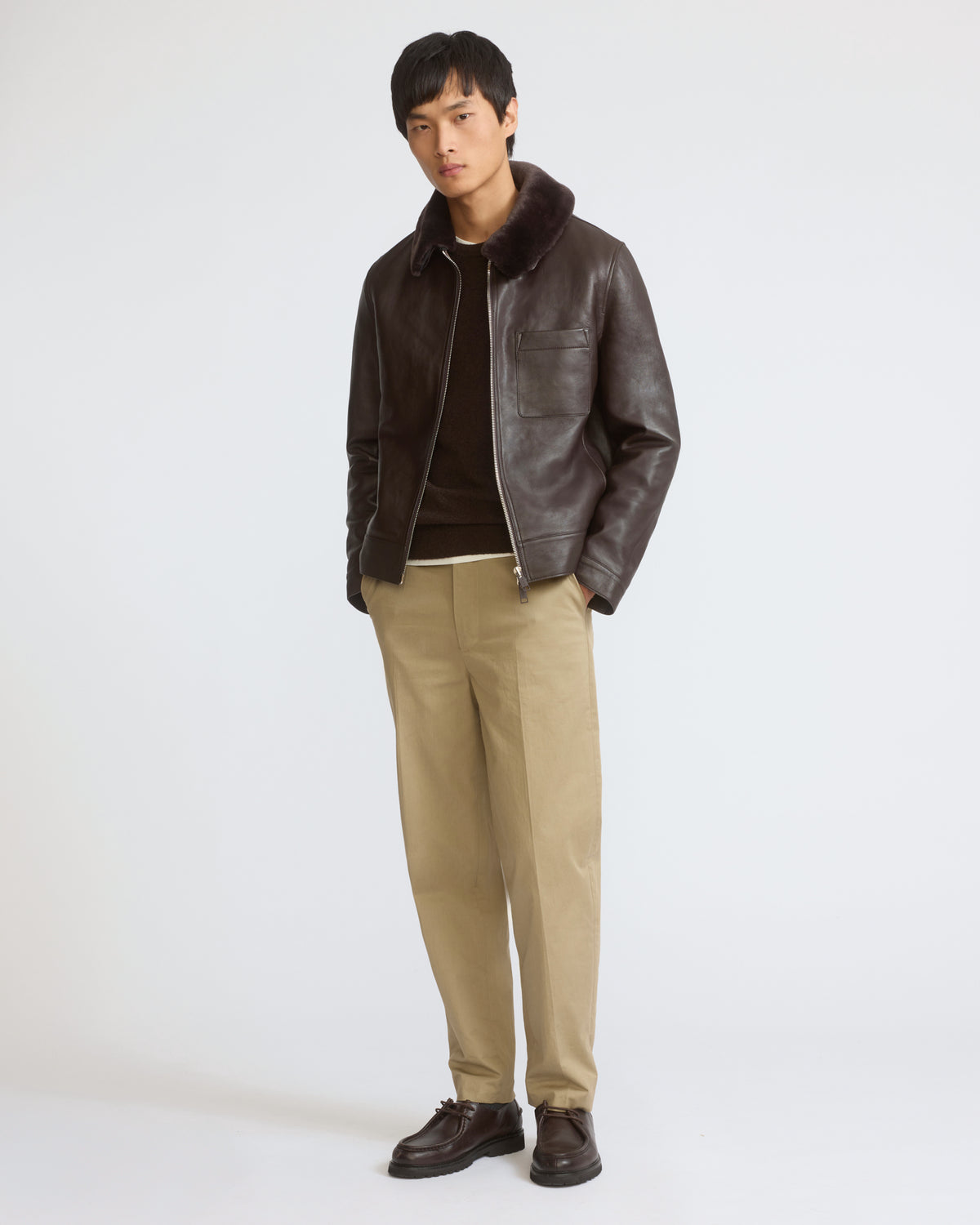 Leather jacket with shearling collar - Yves Salomon - New Fall/Winter Collection