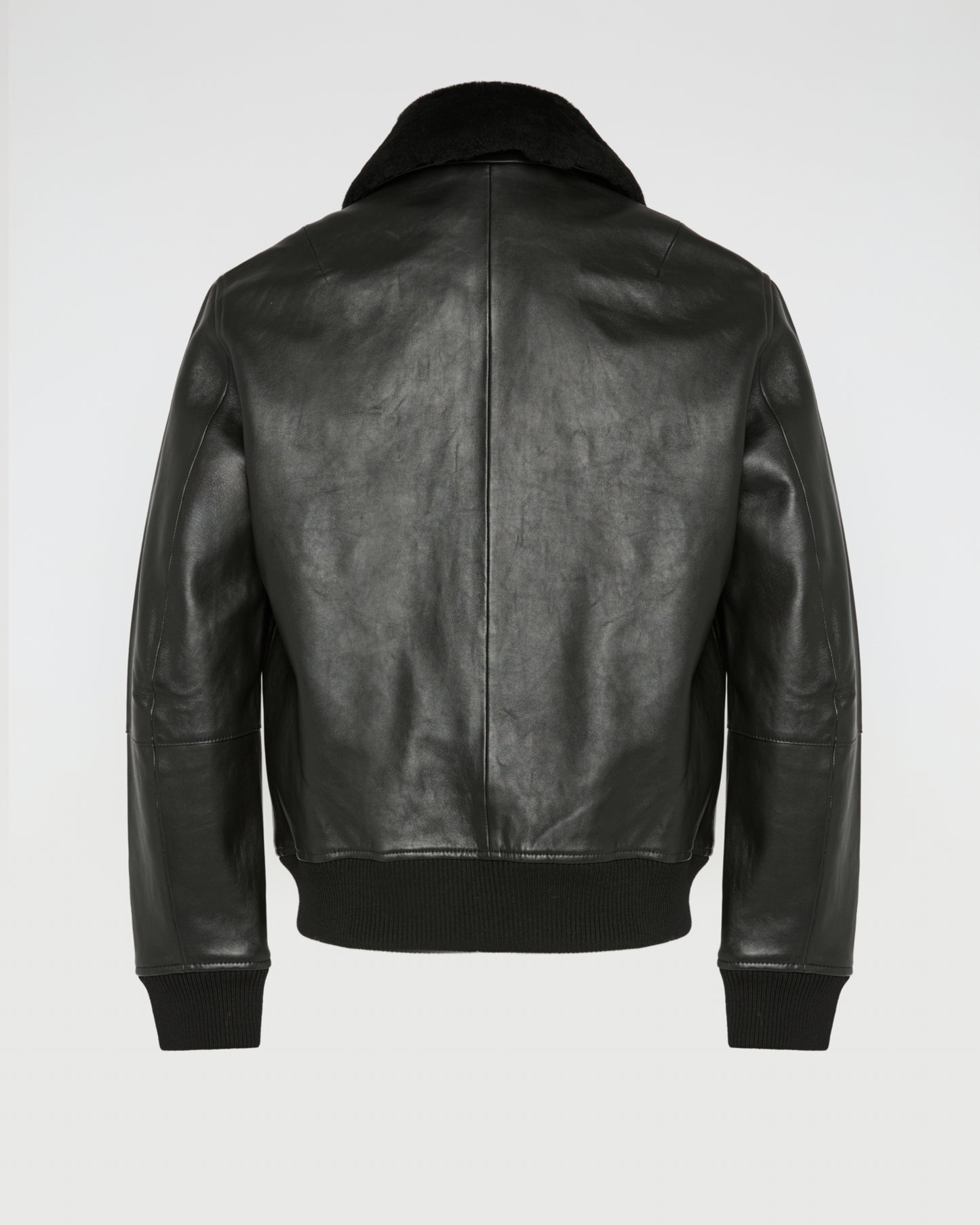 Leather aviator jacket with Merino lambskin shearling collar -Yves Salomon