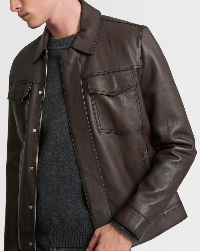 Denim jacket style leather jacket
