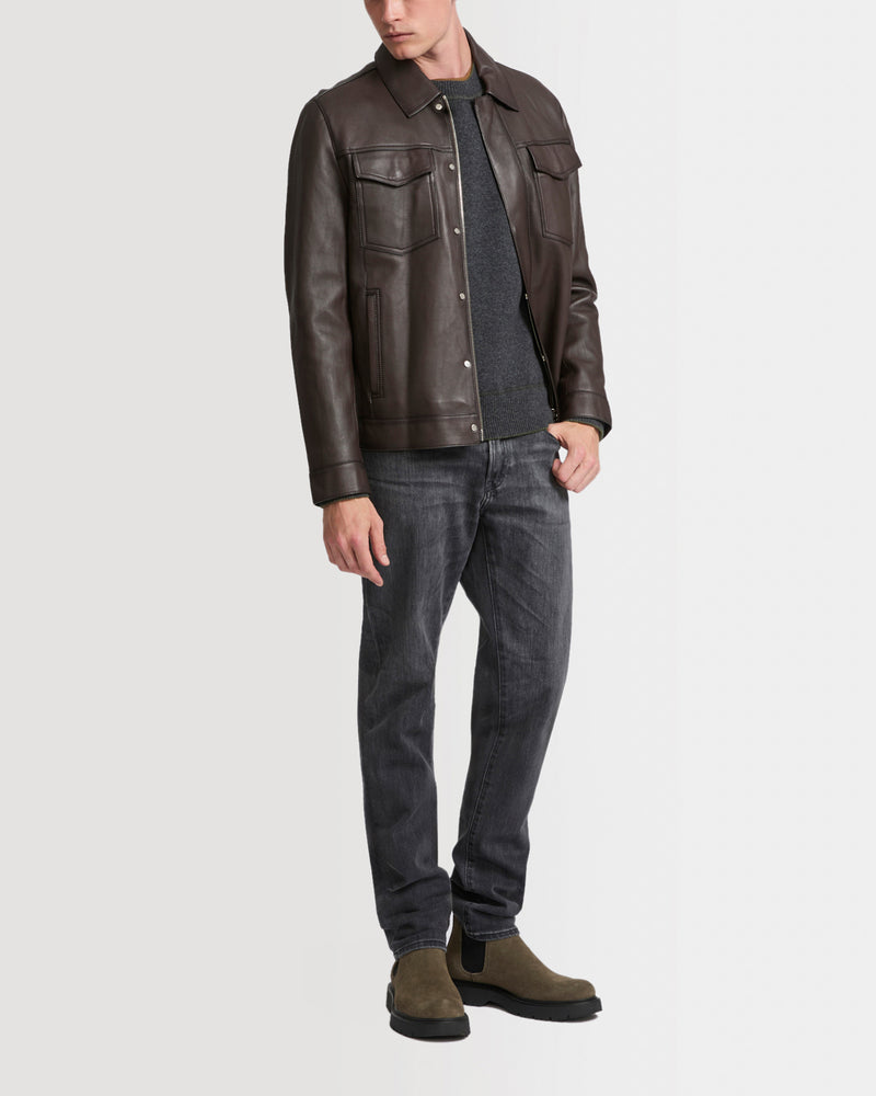 Denim jacket style leather jacket