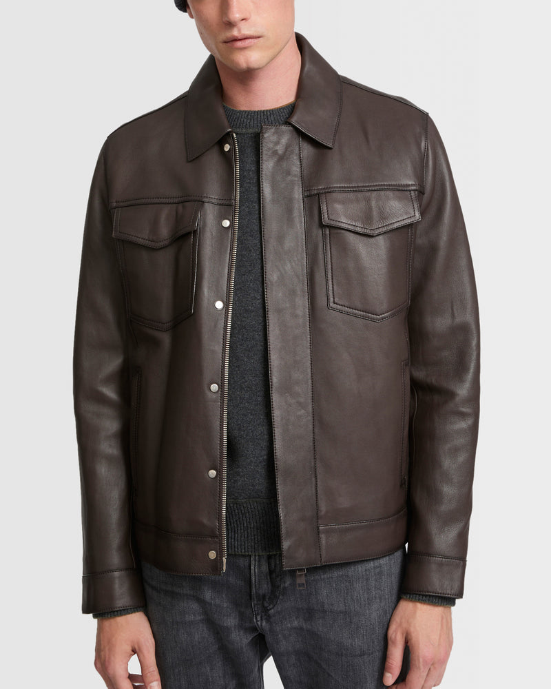 Denim jacket style leather jacket