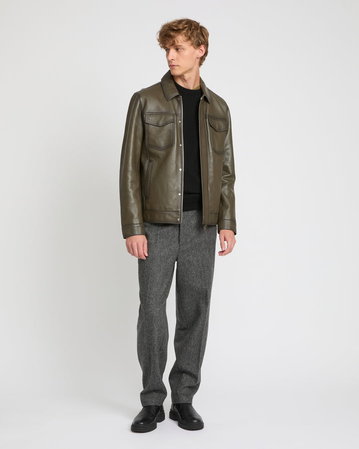 Denim jacket style leather jacket -Yves Salomon