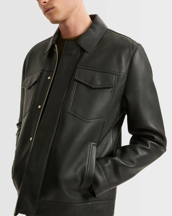 Denim jacket style leather jacket