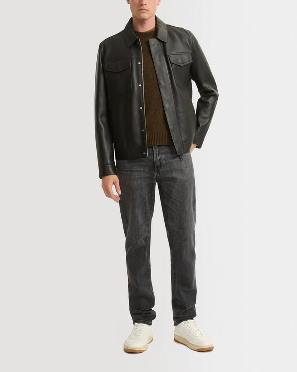 Denim jacket style leather jacket