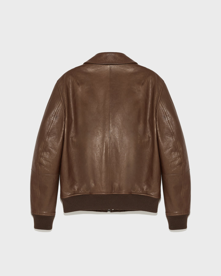 Leather aviator jacket - brown - Yves Salomon