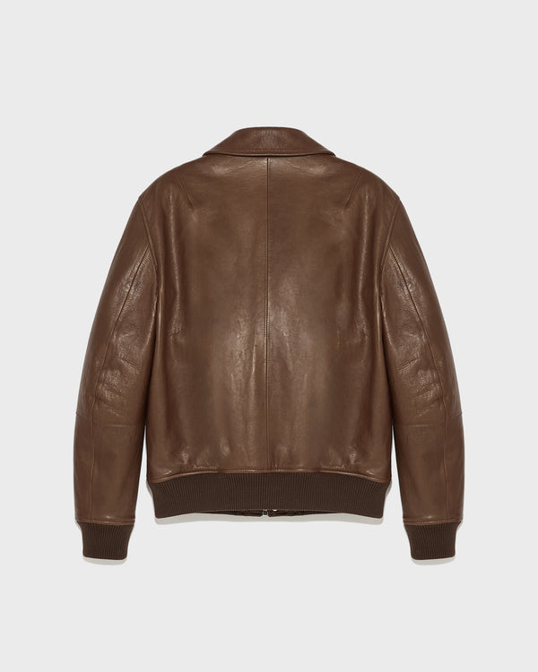 Leather aviator jacket - brown - Yves Salomon