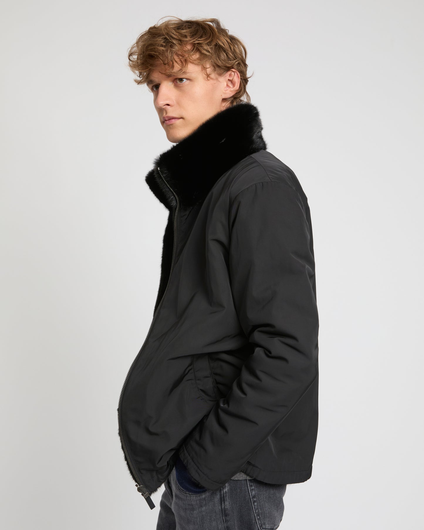 Reversible mink fur fleece jacket -Yves Salomon
