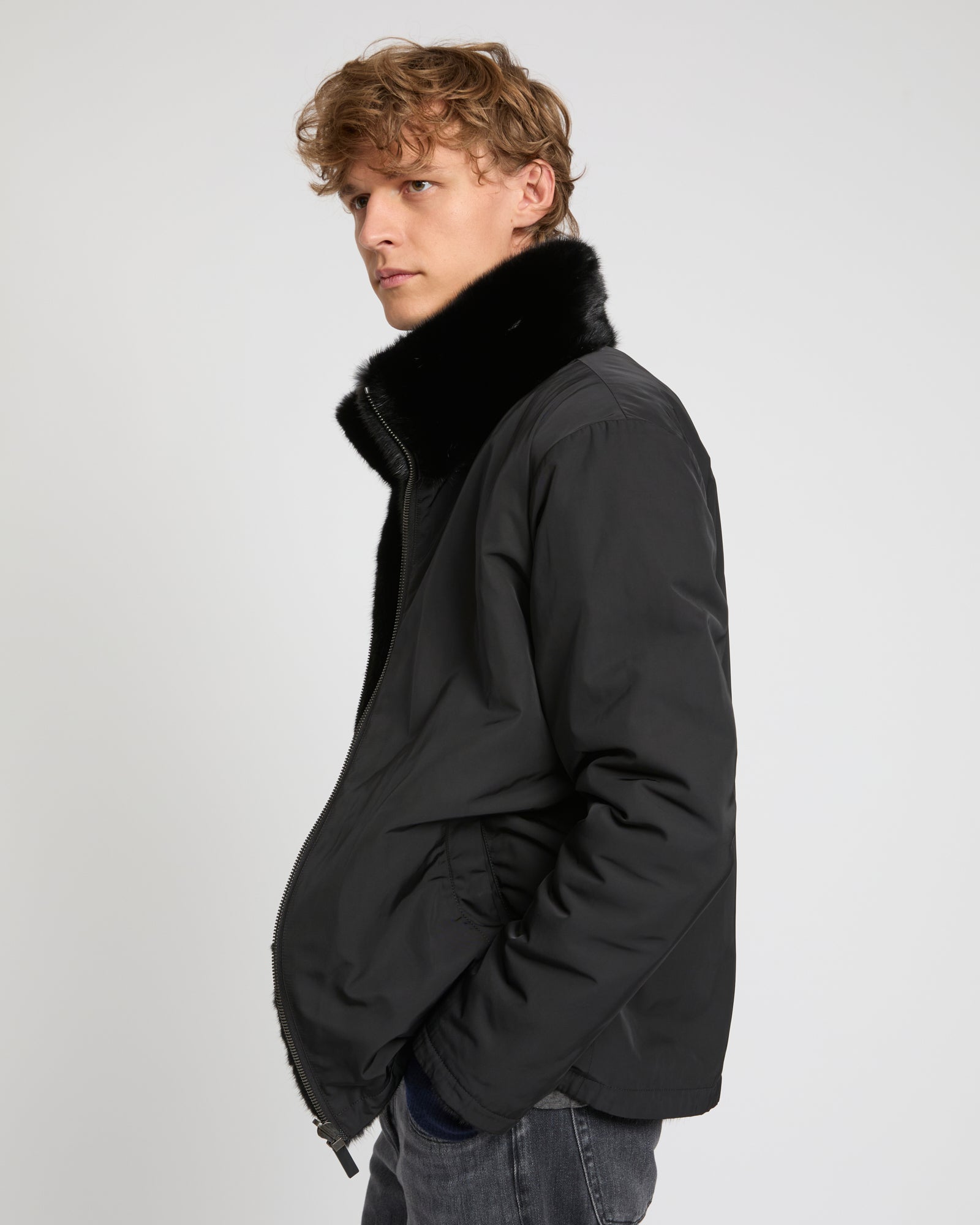 Reversible mink fur fleece jacket -Yves Salomon