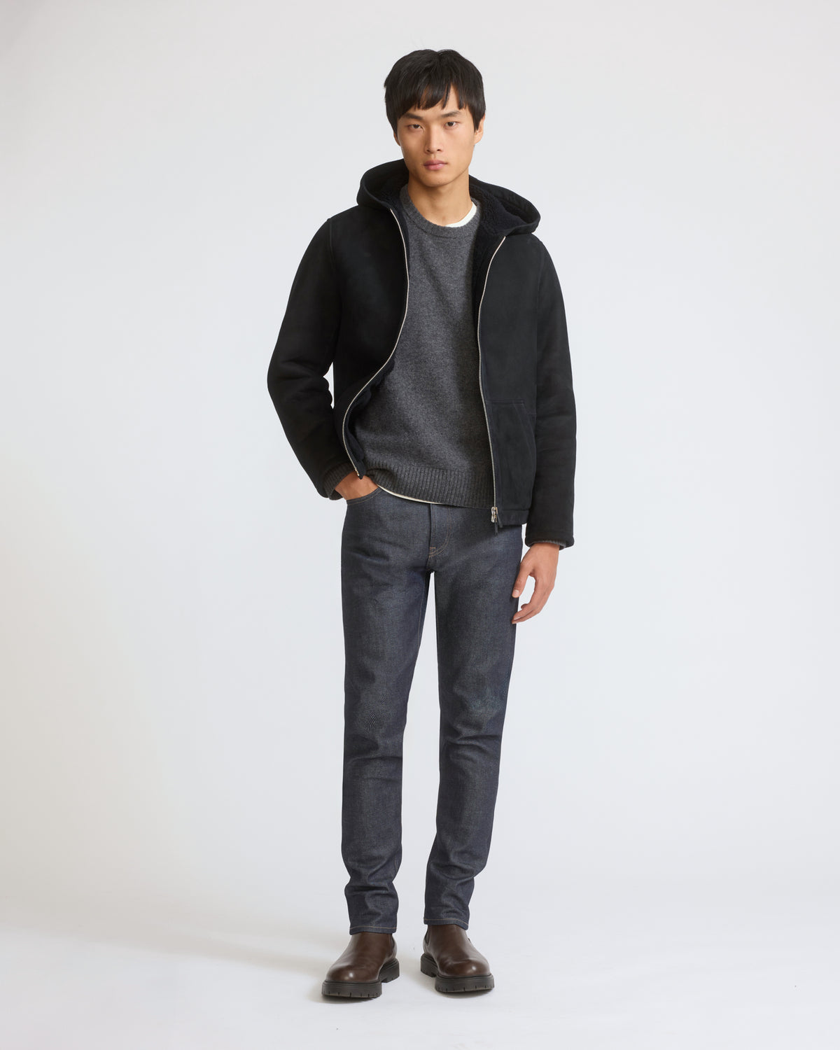 Suede shearling hoodie with curly wool - Yves Salomon - New Fall/Winter Collection