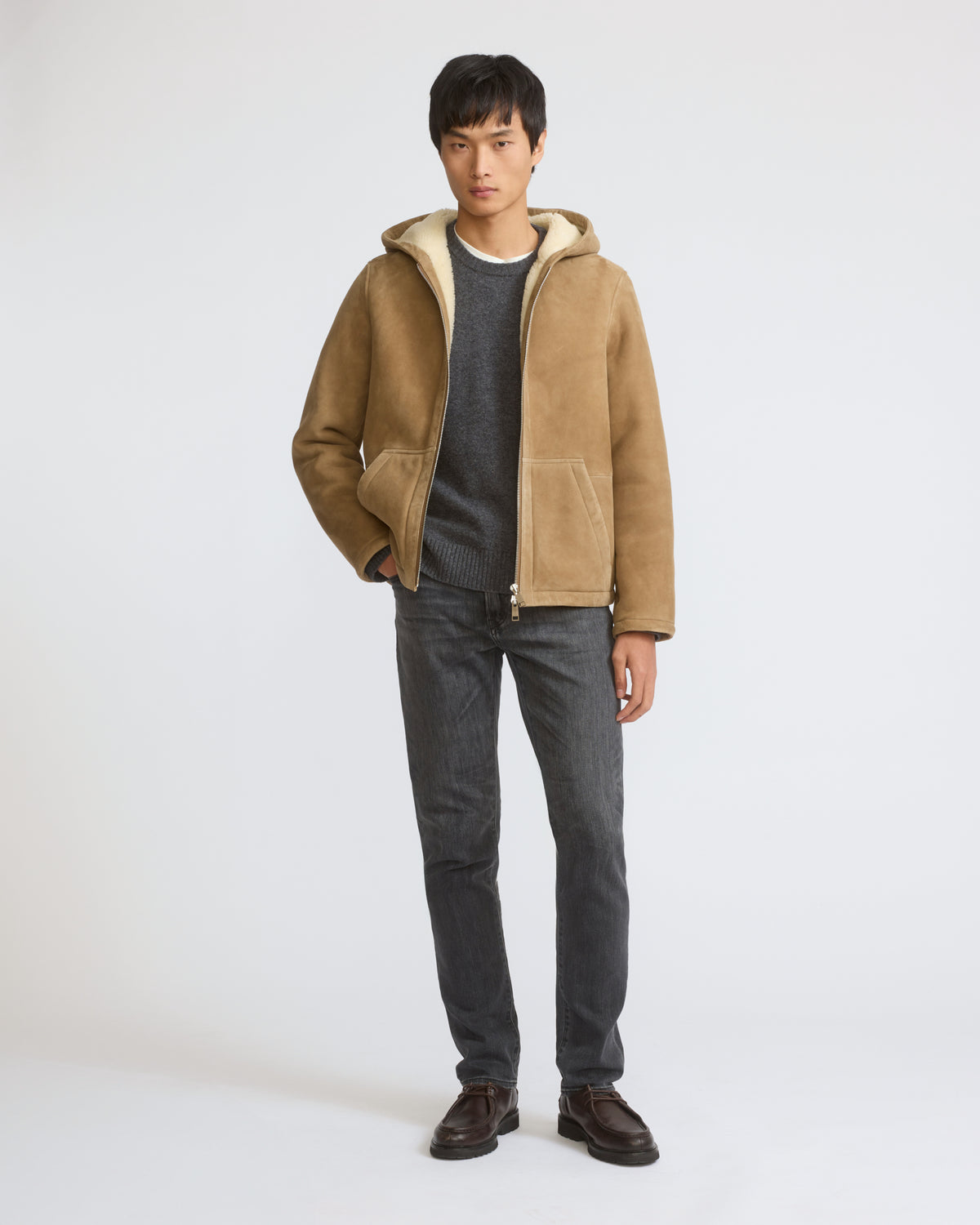 Suede shearling hoodie with curly wool - Yves Salomon - New Fall/Winter Collection