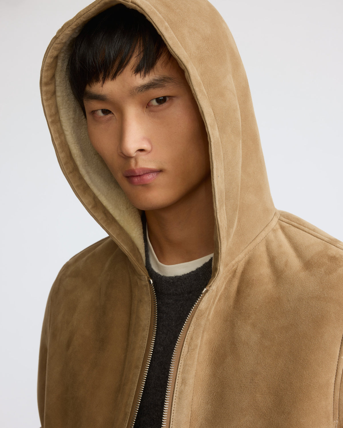 Suede shearling hoodie with curly wool - Yves Salomon - New Fall/Winter Collection