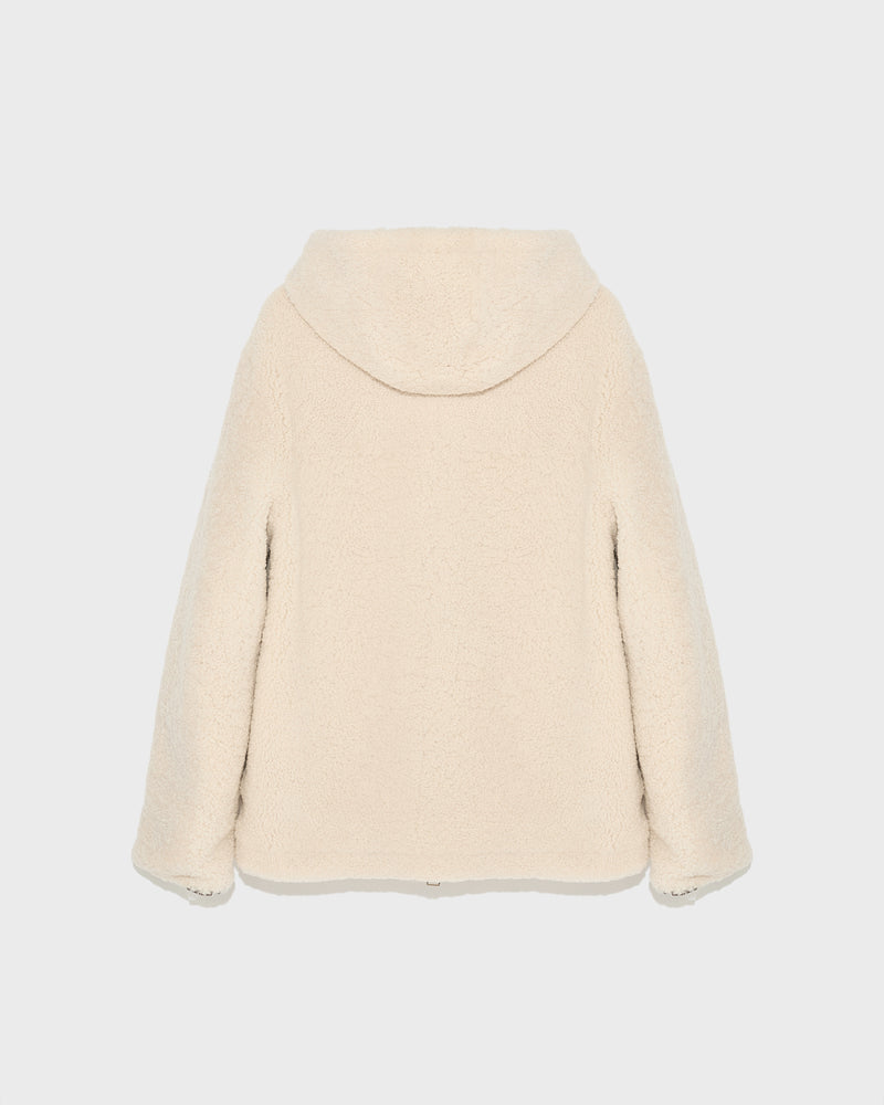 Reversible shearling hoodie