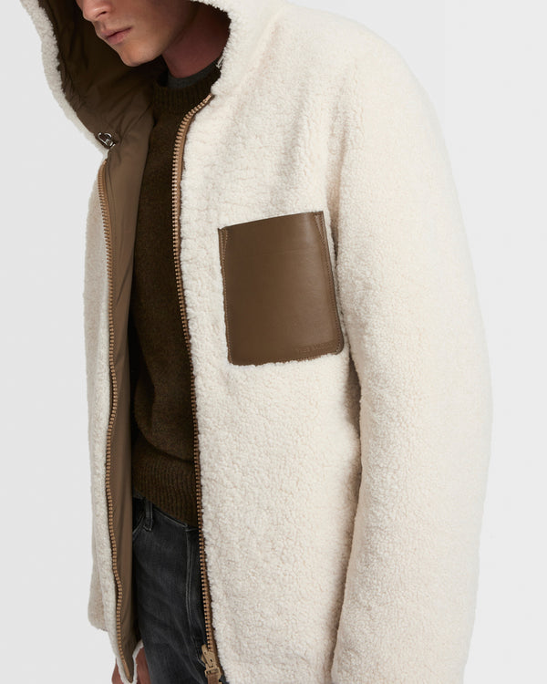 Reversible shearling hoodie