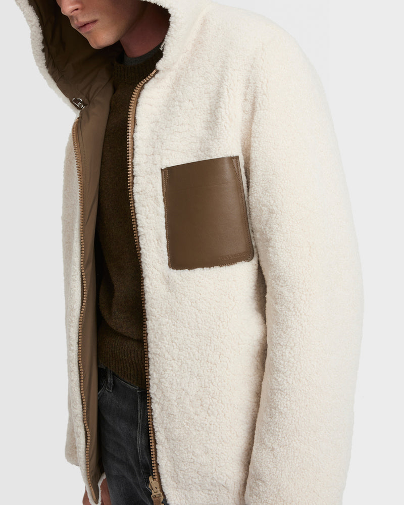 Reversible shearling hoodie