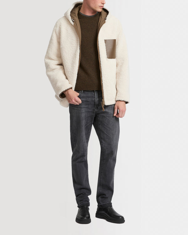 Reversible shearling hoodie