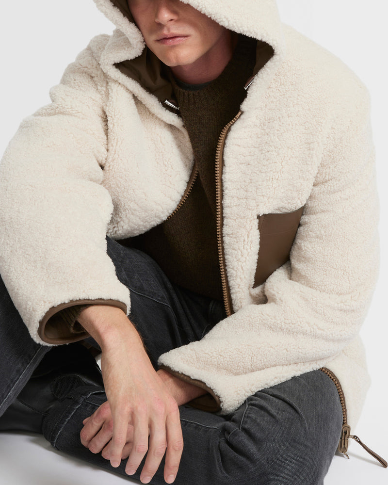 Reversible shearling hoodie