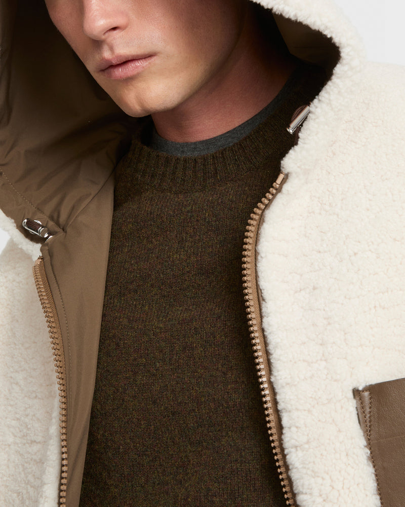 Reversible shearling hoodie