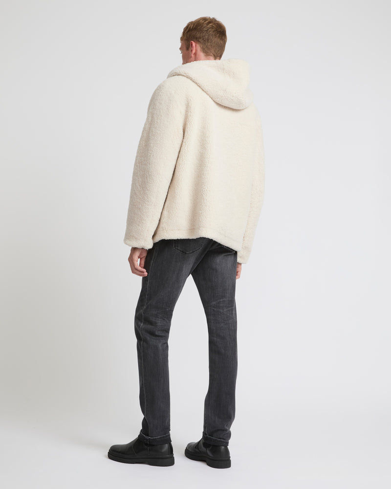 Reversible shearling hoodie