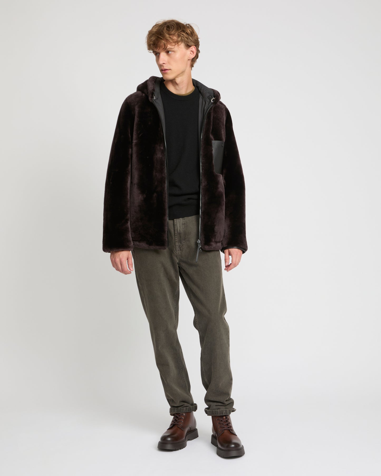 Reversible lambskin shearling hoodie -Yves Salomon