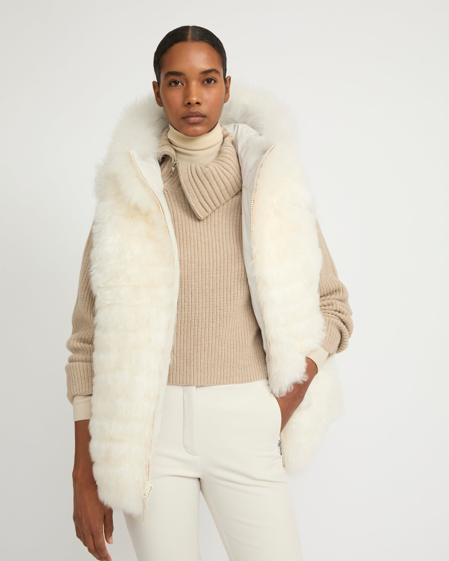 Reversible long-haired lambskin gilet -Yves Salomon