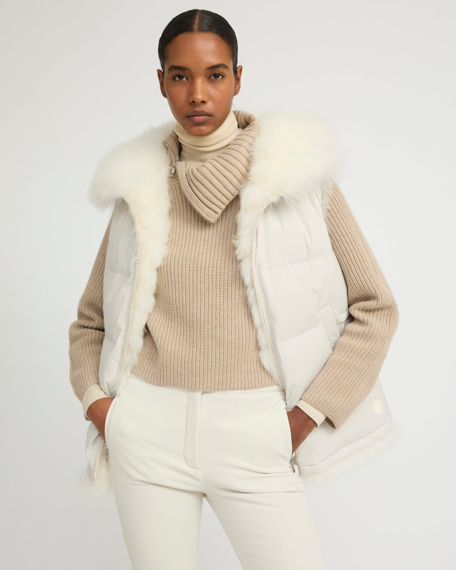 Reversible long-haired lambskin gilet -Yves Salomon