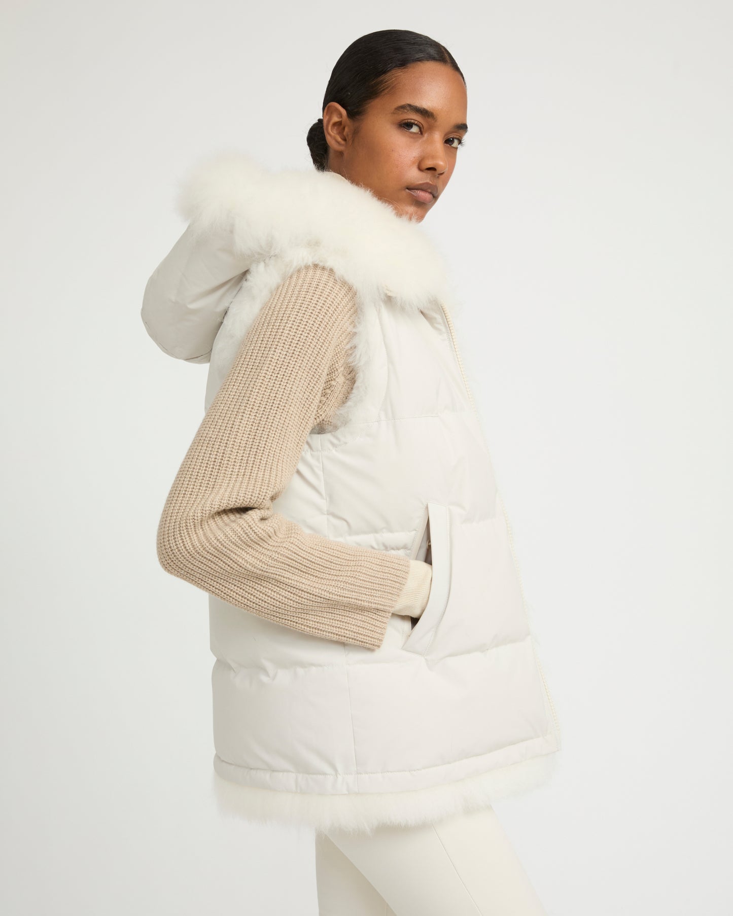 Reversible long-haired lambskin gilet -Yves Salomon