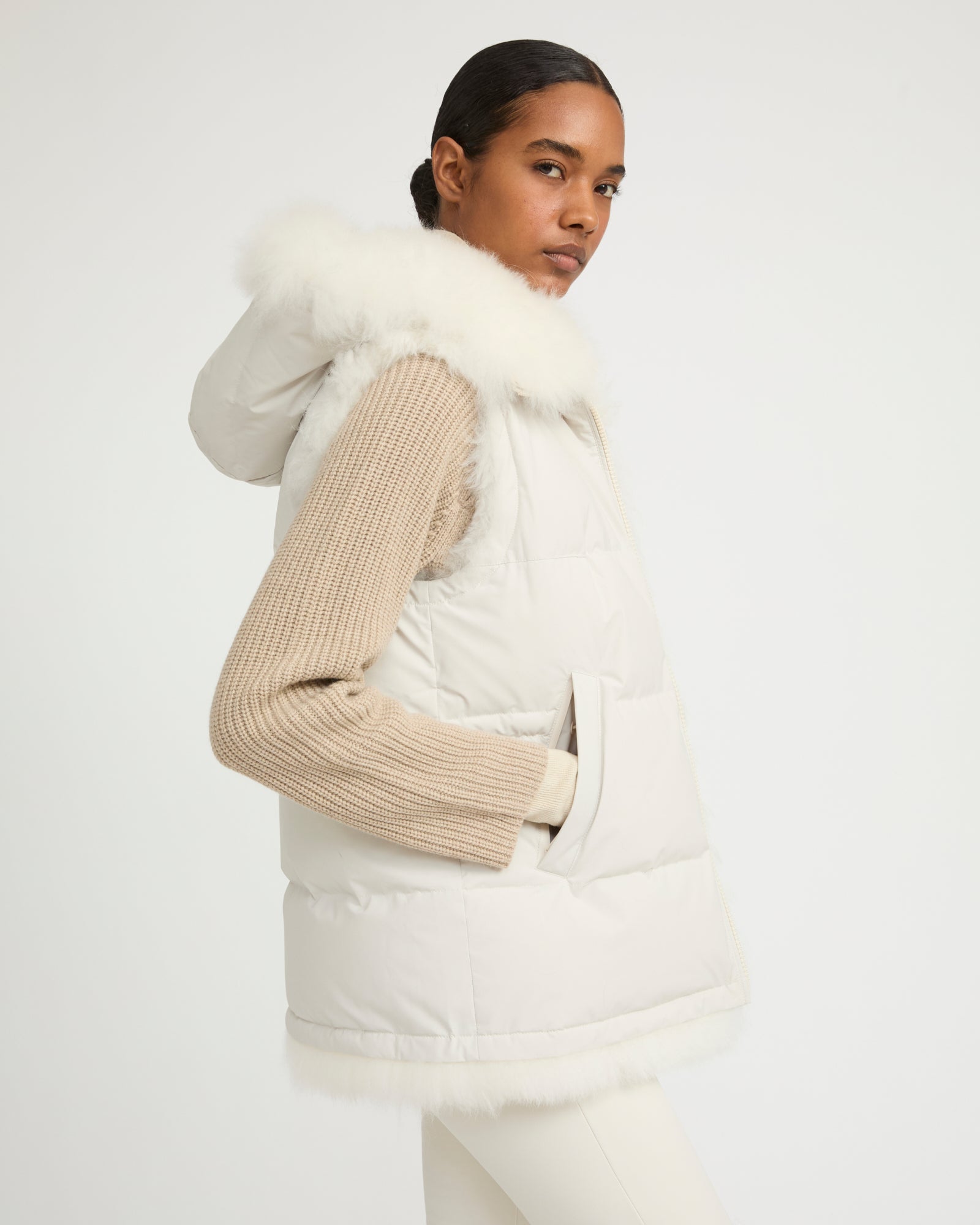 Reversible long-haired lambskin gilet -Yves Salomon