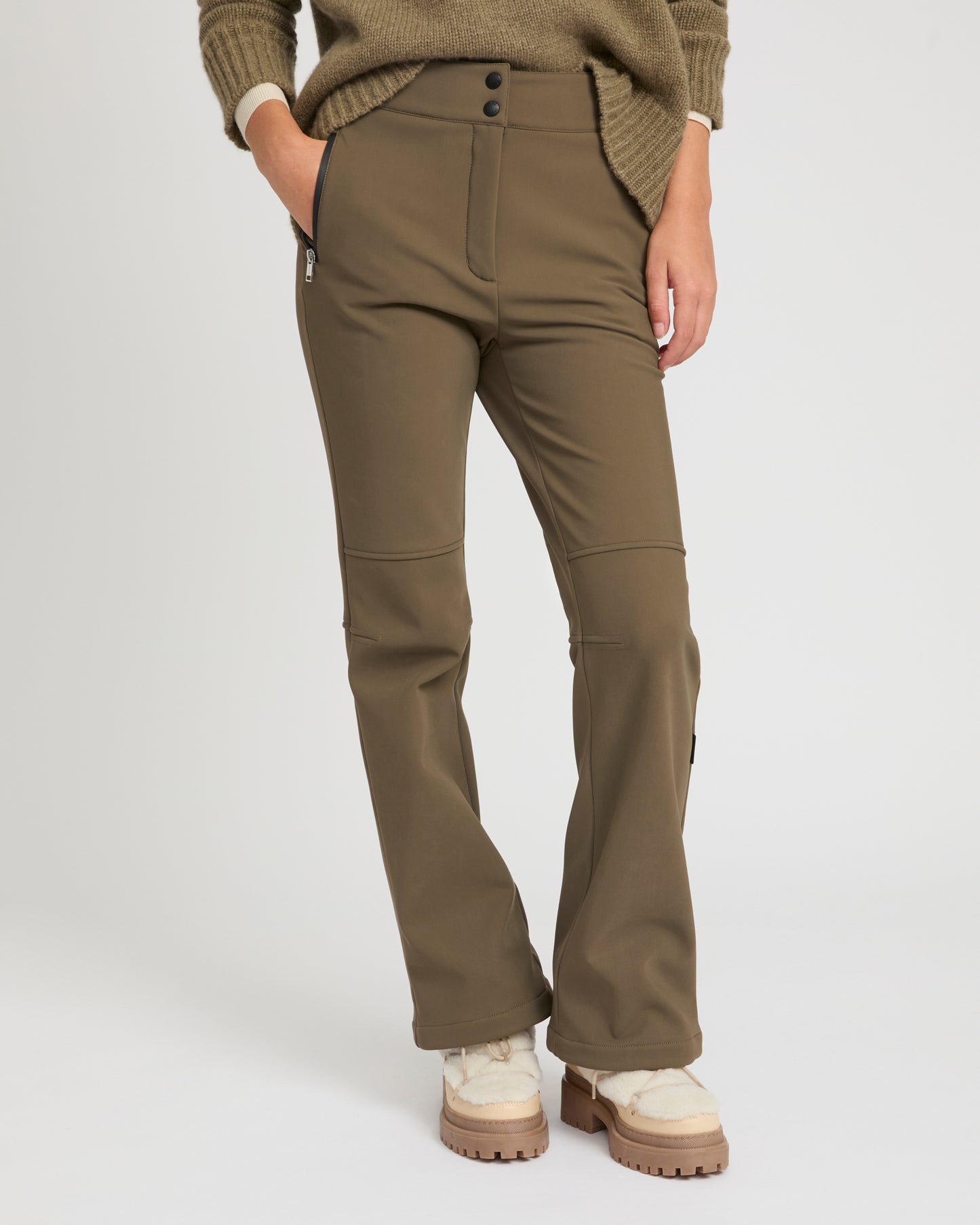 Softshell fabric flared fitted ski trousers -Yves Salomon