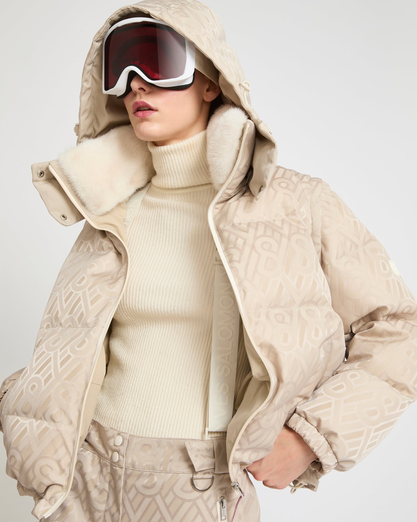 Short ski down jacket with mink trim - YS Mountain