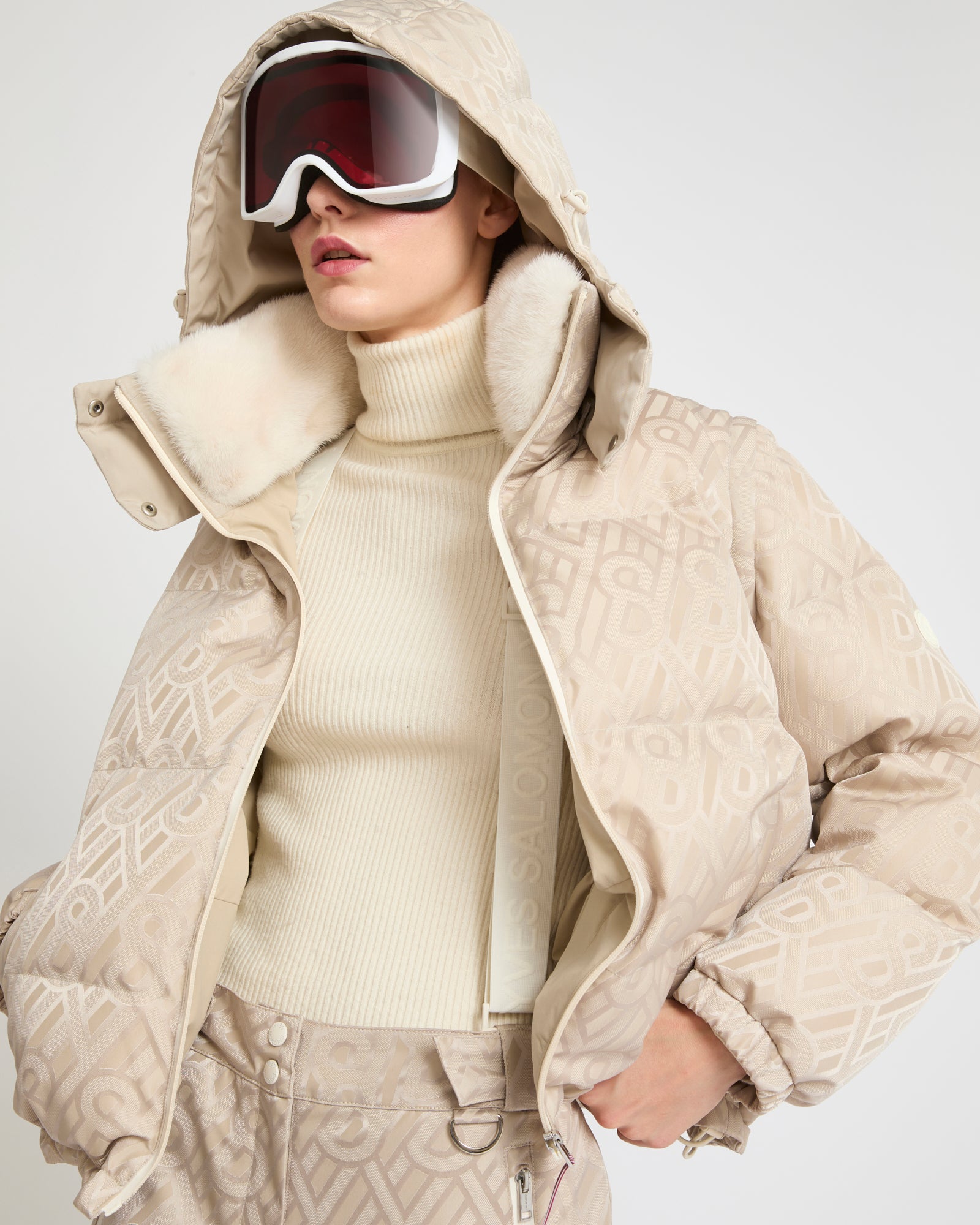 Short ski down jacket with mink trim - YS Mountain