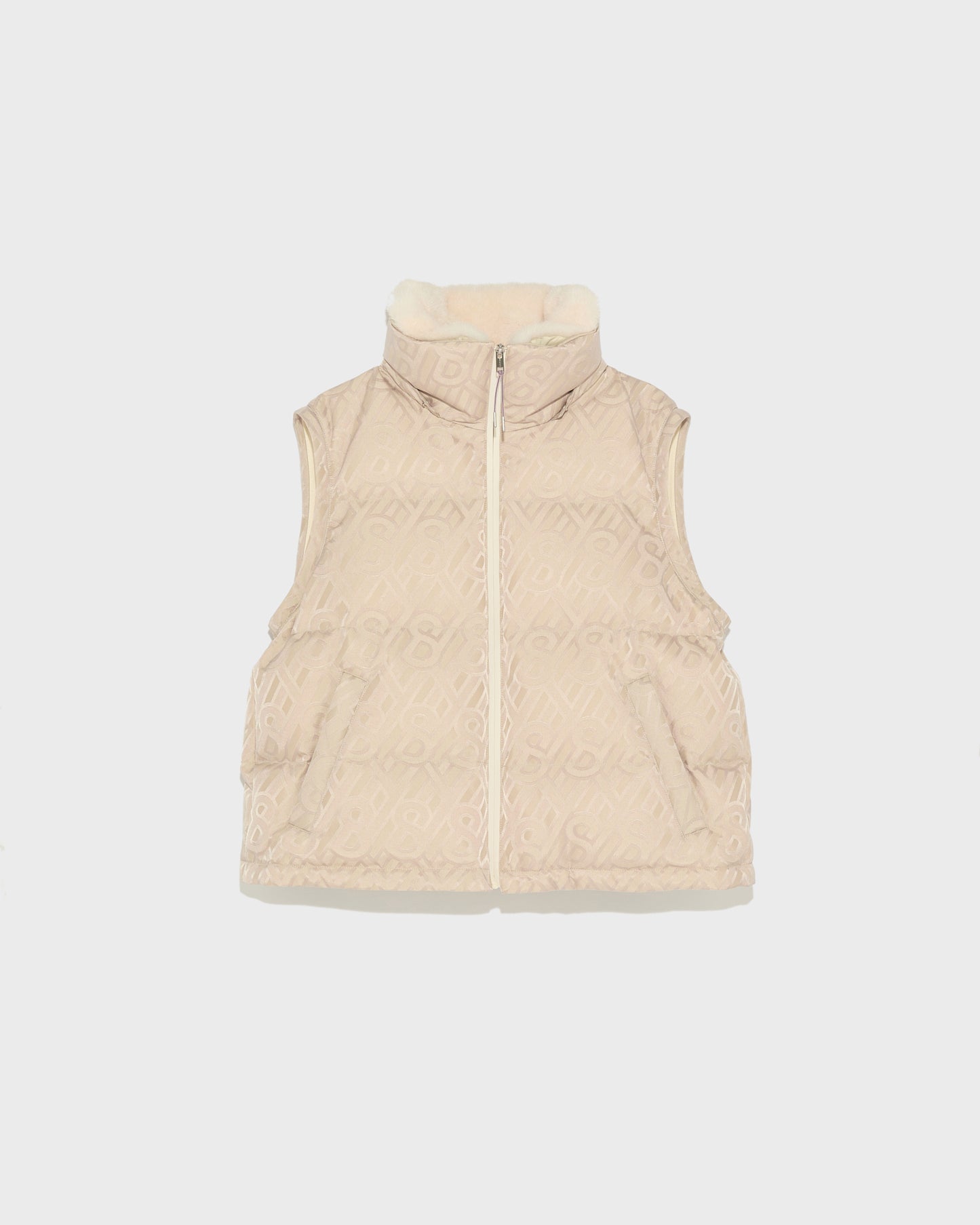 Short skiwear down jacket with mink trim - khaki monogram - Yves Salomon