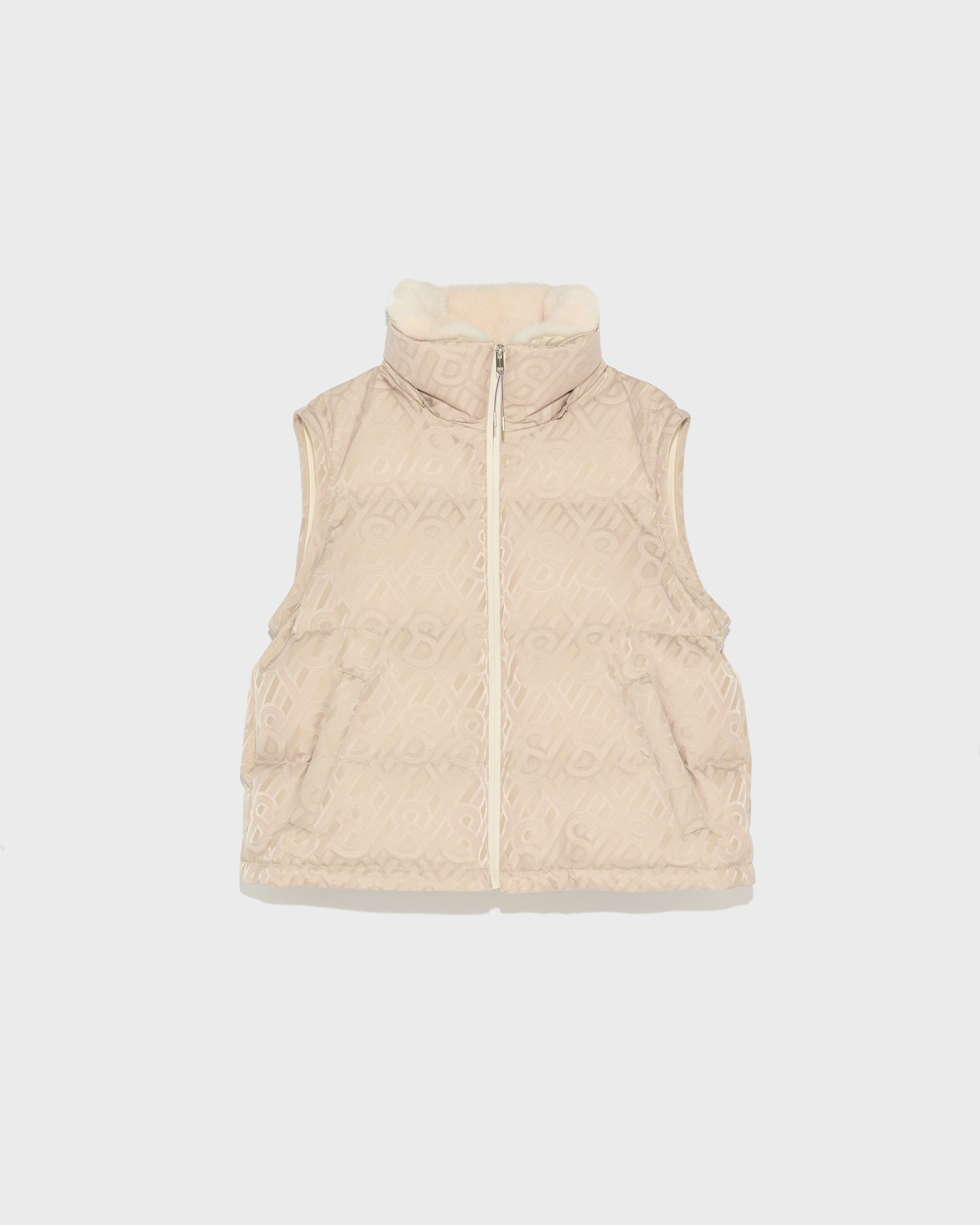 Short skiwear down jacket with mink trim - khaki monogram - Yves Salomon