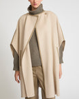 Double-sided cashmere blend cape with button details