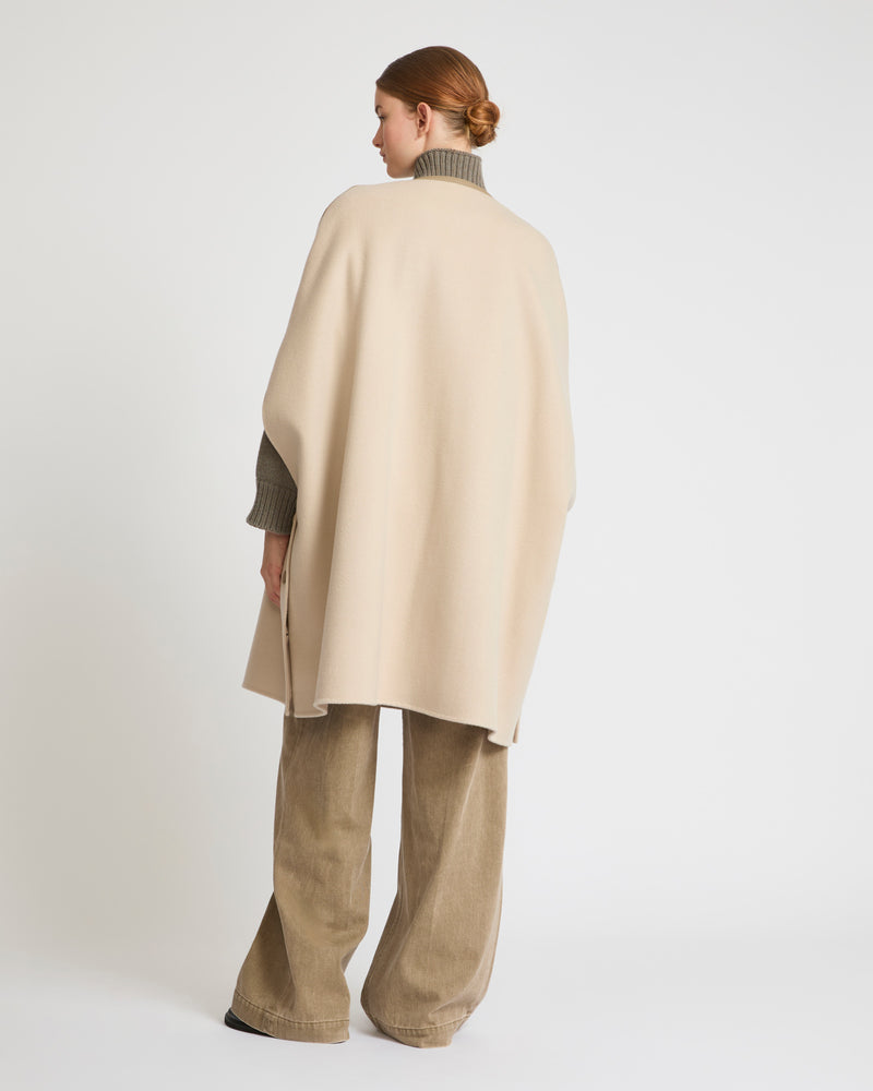 Double-sided cashmere blend cape with button details
