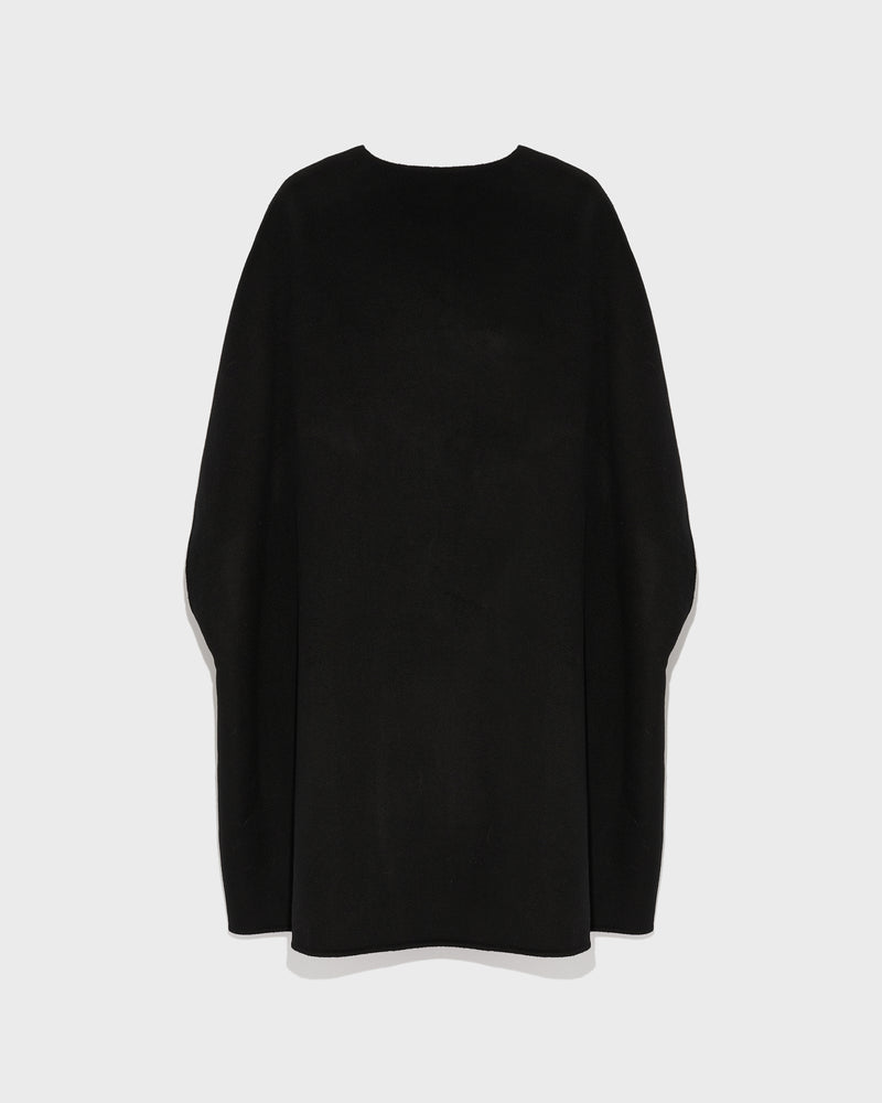 Cashmere blend cape with removable mink pockets