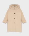 Cashmere blend hooded cape with fox trim