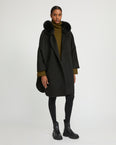 Cashmere blend hooded cape with fox trim